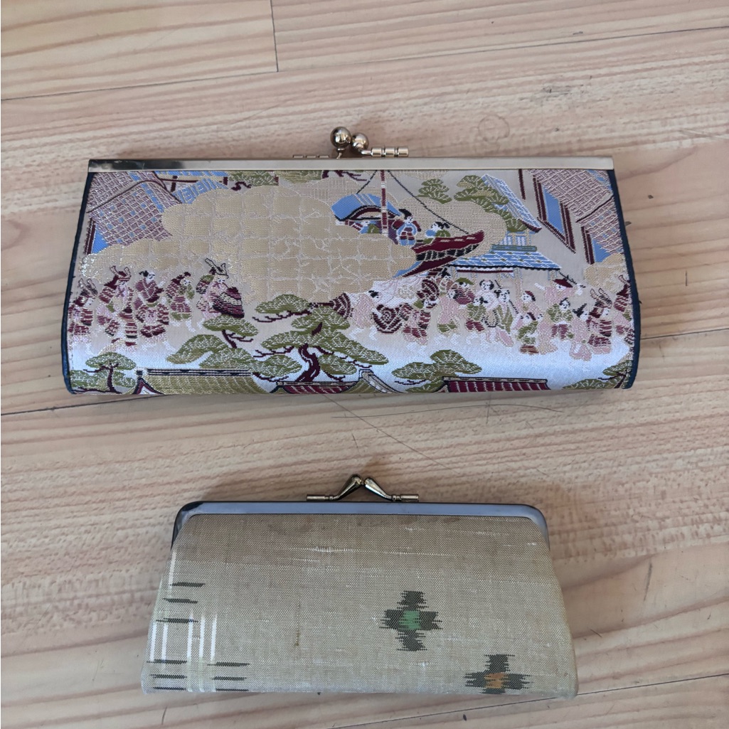 Vintage Set Of Japanese Inspired Women’s Clutch And Wallet With Kisslock.